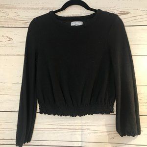 Madewell/Texture+Thread Black Ruffled Mockneck Top